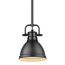  3604-M1L BLK-BLK - Duncan Mini Pendant with Rod in Matte Black with a Matte Black Shade
